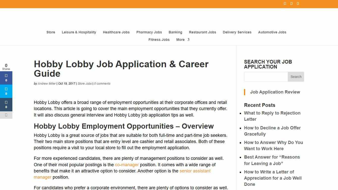 Hobby Lobby Job Application & Career Guide 2026 Job Application Review